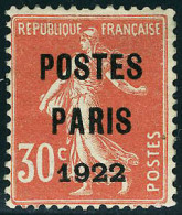 Gomme Non Originale N° 32, 30c Rouge Postes Paris 1922, GNO T.B. - Autres & Non Classés