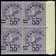 Neuf Sans Charnière N° 47, 55 S/60c Violet, Bloc De 4 BdF, Excellent Centrage, SUP - Autres & Non Classés