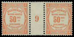 Neuf Sans Charnière N° 47, 50c Rouge Paire Hor Millésime 9, 1ex Cl, T.B. Rare - Sonstige & Ohne Zuordnung