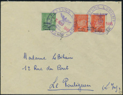 Lettre 70c Pétain, Surchargé Festung Lorient, Paire Double Surch. Dont 1 Renversée + 80c Double Surch. Dont 1 Renversée  - Otros & Sin Clasificación