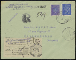 Lettre DECAZEVILLE, Mayer N° 2 Surcharge I + N° 9 Surcharge II Sur LR De Decazeville 28.8.44 Pour Decazeville, Arrivée A - Otros & Sin Clasificación