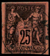 Oblitéré N° 43, 25c Noir S/rouge, OBL CàD MAYOTTE, TB, Rare, Signé Brun - Sonstige & Ohne Zuordnung