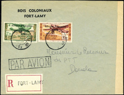 Lettre N° 15b, 2f50 Afrique Française Libre, Double Surcharge + N° 19 Sur LR De Fort-Lamy Pour Douala, Bande Et Cachet D - Other & Unclassified