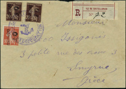 Lettre N° 38+39(x2),10c + 2 X 20c, LR Affrt à 50c Pour La Grèce, TB, Rare, Au Verso Cachet TRESOR Et POSTES 3/8/28 - Autres & Non Classés