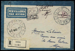 Lettre LR De Sebha 10 Mai 1943, Mention Manuscrite Manque Figurines Postales. Le Receveur, Cachet PP Et Càd évidé Avec M - Other & Unclassified