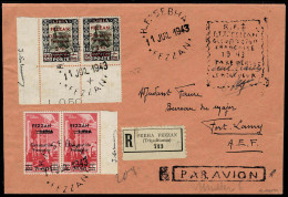 Lettre N° 7, Paire Hor., Cdf + N° 2 En Paire Hor. Sur LR De Sebha 11 Juillet 1943, Cachet RF PTT Fezzan Occupation Franç - Otros & Sin Clasificación