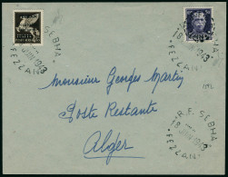 Lettre N°18. 0,50 Sur 50c Violet, Surcharge B, + PA N°1 S/Lettre. CàD RF Sebha 18 Juin 1943 Fezzan, Pour Alger. T.B. - Other & Unclassified