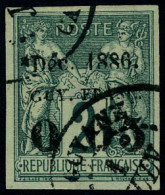 Oblitéré N° 1b, 0f05 S/2c Vert De 1877, Surcharge Sans F Après Le 1er Zéro, TB, Signé A.Brun - Other & Unclassified