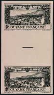 Neuf Sans Charnière Type Vue De Cayenne, Essai Non-dentelé Sans Valeur Dans Le Cartouche, Noir Sur Rose, Paire Verticale - Sonstige & Ohne Zuordnung