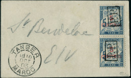 Lettre N° 18. 5c Sur 5c Bleu, P.P., 2ex S/l Locale 10/oct/03 Tanger, T.B. Rare, Signé Calves. - Autres & Non Classés