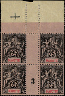 Neuf Sans Charnière N° 8, 25c Noir S/rose, Bloc De 4, Millésime 3, TB - Photo Web - Andere & Zonder Classificatie