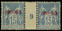 Neuf Sans Charnière N° 9, 15c Bleu Paire Hor Millésime 9, TB - Sonstige & Ohne Zuordnung