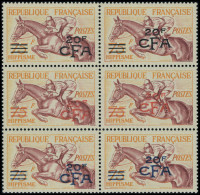 Neuf Sans Charnière N° 318, 20f S/75f Hippisme En Bloc De 6 Essais De Surcharges, TB, Rare - Maury - Sonstige & Ohne Zuordnung