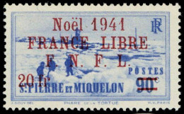 Neuf Sans Charnière N° 231, 20F FRANCE LIBRE NOEL Rouge, TB, Certificat - Andere & Zonder Classificatie