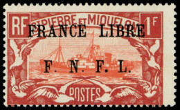 Neuf Sans Charnière N° 241, 1F FRANCE LIBRE, TB, Signé Calves - Other & Unclassified