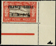 Neuf Sans Charnière N° 244, 5F FRANCE LIBRE, CdF, Superbe, Signé Bloch - Other & Unclassified