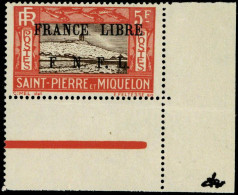 Neuf Sans Charnière N° 244, 5F FRANCE LIBRE, CdF, Superbe, Signé Bloch - Sonstige & Ohne Zuordnung