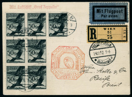 Lettre Zeppelin 9 SAF 1932, CP Rec. De Wien 20.X.32, Càd De Transit Friedrichshafen 24.10.32, Pour Recife, Arrivée27.X.3 - Autres & Non Classés