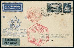 Lettre Zeppelin 7 SAF 1933, L. Càd Tallinn 12.IX.33, Càd De Transit Berlin 12.9.33 Pour Recife Pernambuco, Arrivée Perna - Autres & Non Classés