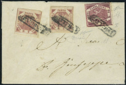 Lettre N° 3 + 5, 2f X 2 + 10g Faux Pour Servir Type 5 Sur L. Sassone F7 T.B. Rare, Signé + Certificat Diéna - Sonstige & Ohne Zuordnung