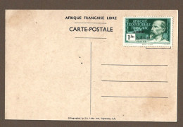 !!! CARTE POSTALE COMMÉMORATIVE DE 1940, DE GAULLE À BRAZZAVILLE, FRANCE LIBRE, AFFRANCHIE À 1 FRANC - Cartas & Documentos