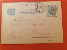 Roumanie - Entier Postal De Bucarest Pour La France En 1896 - J 511 - Covers & Documents