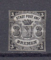 Allemagne Breme Bremen 1855 Yvert 1 B * Neuf Sans Charniere. Pli Horizontal - Brême