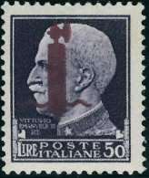 Neuf Avec Charnière N°26a. 50 Lires Surcharge De Florence. T.B. Signé Fiecchi. (Sassone N°500) - Other & Unclassified