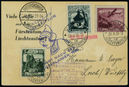 Lettre N° 6, + TP 95 Et 100 Sur CP Illustrée Zeppelin Càd Vaduz 23 X 30, Divers Cachets Zeppelin, Càd De Transit  Friedr - Sonstige & Ohne Zuordnung