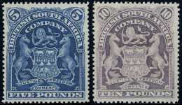 Neuf Sans Gomme N° 72+73, 5£ Bleu Et 10£ Violet-brun, TB, Cert. Brun - Sonstige & Ohne Zuordnung