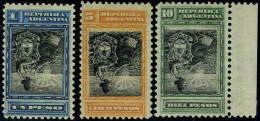 Neuf Sans Charnière N° 127a/29a, 1, 5 Et 10 Pesos, Centre Renversé, SUPERBE, RRR, Certificat, (1p C.L) - Autres & Non Classés