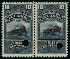 Neuf Sans Charnière N° 45, 10c Violet Train, Paire Hor. Perforé + Surcharge Spécimen, T.B. - Other & Unclassified