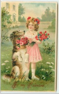 N°3787 - Carte Gaufrée - To My Valentine - Fillette Avec Son Chien Faisant Le Beau - San Valentino