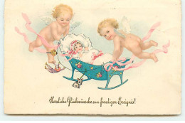 N°19844 - Herzliche Glückwünsche Zum Freudigen Ereignis - M Flatscher - Angelots Berçant Un Bébé - Naissance