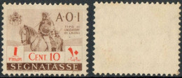 REGNO AFRICA ORIENTALE ITALIANA 1941 A.O.I. SEGNATASSE 'CACCIATORE DI LEONI A CAVALLO' C. 10 SENZA GOMMA (*) SASSONE 11 - Afrique Orientale Italienne