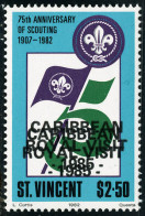 Neuf Sans Charnière N° 889, 2d50, 75è Anniversaire Du Scoutisme, Double Surcharge, Carribean Royal Visit 1985. T.B. - Autres & Non Classés