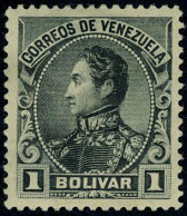 Neuf Avec Charnière N° 76A, 1B Gris Noir, Simon BOLIVAR Sans La Surcharge, Forte Charnière, TB, Certificat - Other & Unclassified