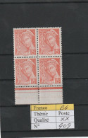 France - Type Mercure - 409** - Bloc De 4 - 1938-42 Mercure