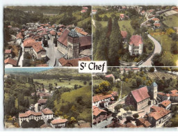 ST CHEF : Vue Générale, Château Du Marchil, L'Eglise Romane Du XIIème Siècle - Très Bon état - Saint-Chef