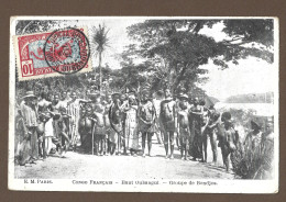!!! CARTE POSTALE GROUPE DE BONDJOS, CONCO FRANÇAIS, CACHET DE OUBANGUI-CHARI-TCHAD, 1905 - Cartas & Documentos