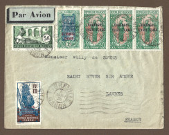 !!! LETTRE PAR AVION DE 1938, BEL AFFRANCHISSEMENT DU GABON POUR LA FRANCE, AVEC CACHETS DE DÉPART ET D'ARRIVÉE 1938/39 - Cartas & Documentos