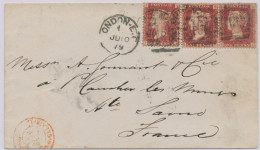 GB 1879, QV 1d Rose-red Pl.190 (3 X, SH-SI, TI) On Very Fine Cvr With Transit-CDS "ANGL. / AMB. CALAIS C" In Red, Barred - Cartas & Documentos