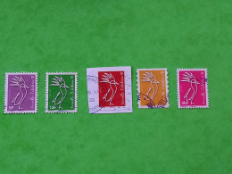 LOT DE 5 TIMBRES OBLITÉRÉS TYPE CAGOU DONT 1 SUR FRAGMENT N°1286/87/89/90 MILLÉSIME 2016 N° 1330 MILLÉSIME 2018 - Used Stamps