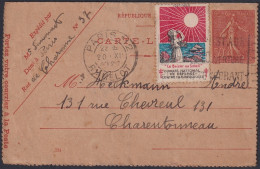 F-EX47689 FRANCE 1927 CINDERELLA KISS TO THE SUN USED POSTAL STATIONERY.  - Covers & Documents