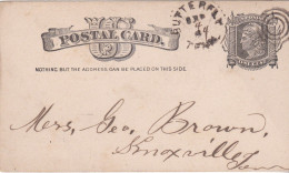 Postal Card U.S. Postage One Cent - Cancelled BUTTERFLY SEP 4 / 1884 TEXAS Sent To Knoxville - Andere & Zonder Classificatie