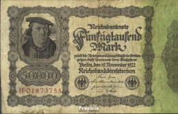 Deutsches Reich Rosenbg: 79b, Reichsdruckerei Rote Kontrollnummer Gebraucht (III) 1922 50.000 Mark - 50000 Mark