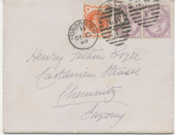 GB 1889, QV 1d Lilac 16 Dots (2x) Together W. Jubilee ½d Vermilion On Superb Cover (with Original Contents) With Barred - Storia Postale