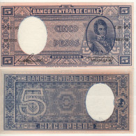 CHILE  5 Pesos   P119  ( ND  1958-59     Bernardo O'Higgins At Right )   UNC - Chili