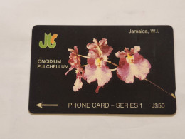 JAMAICA-(7JAMC-JAM-7)-Oncidium Pulchellum-(1)-(7JAMC046920)-(J$50)-used Card+1card Prepiad - Giamaica