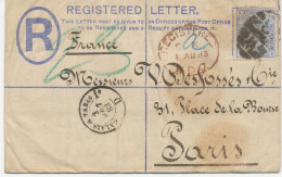 GB 1883, QV 2d Blue Very Fine Registered Letter (RP13) Together With 2½d Blue Pl.22 (TK) With Railway-cancel "PARIS A CA - Storia Postale